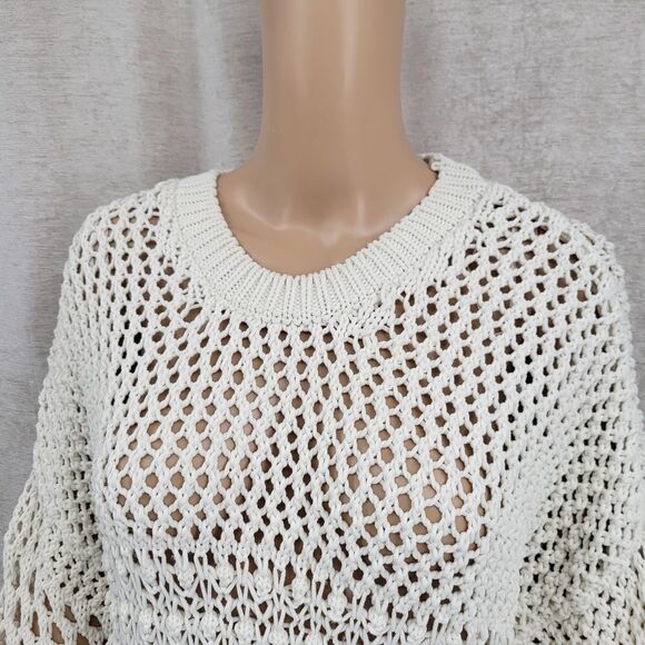 Zara The Bucket List Cream Loose Knot Boxy Sweater Women's Size Medium - Picture 3 of 9